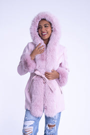 Saco rosa con peluche