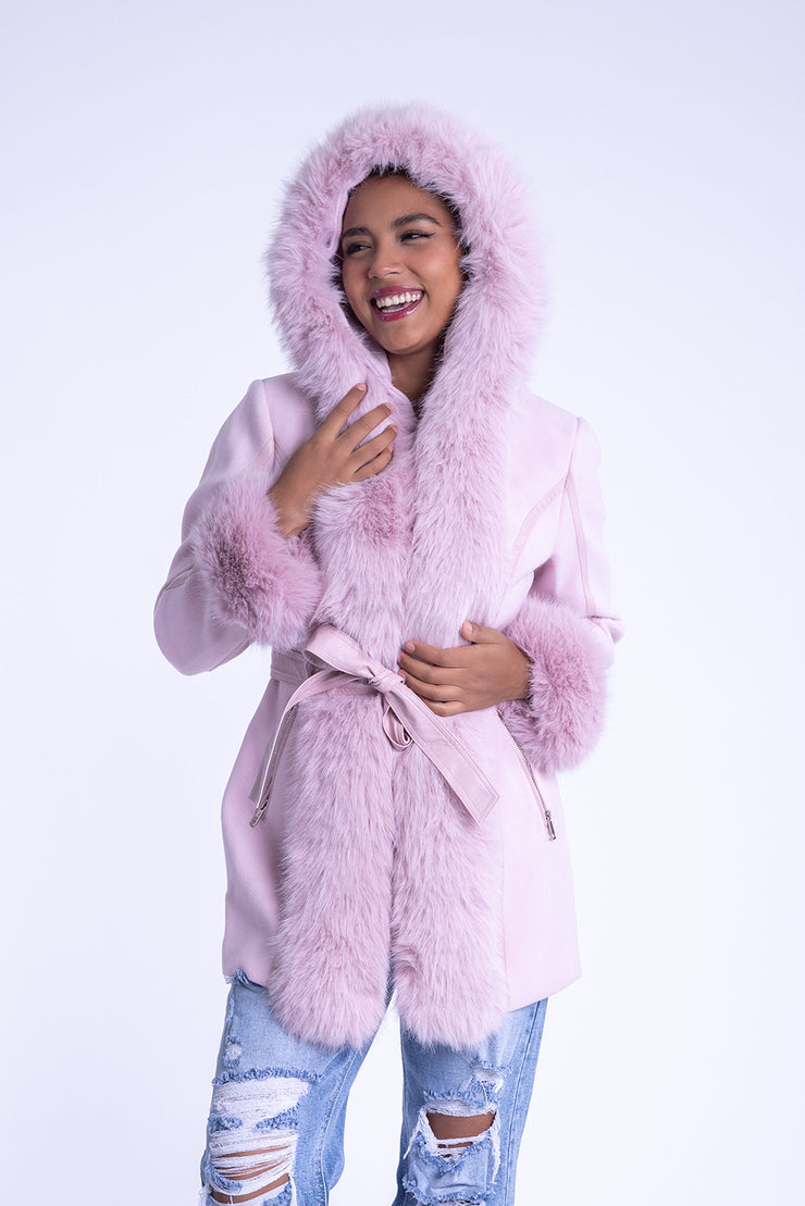 Saco rosa con peluche