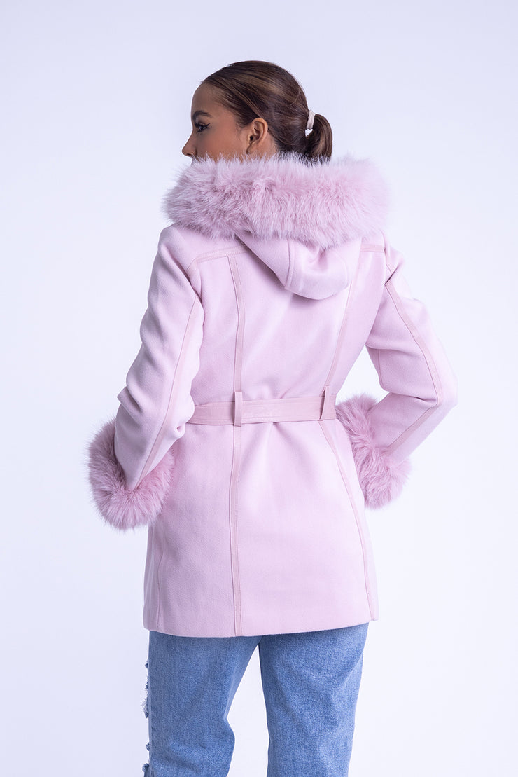 Saco rosa con peluche