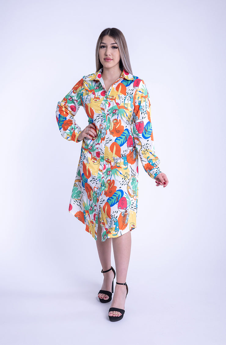 Vestido con flores de colores largo