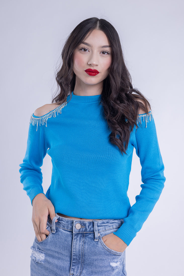 Blusa tipo suéter con hombros descubiertos