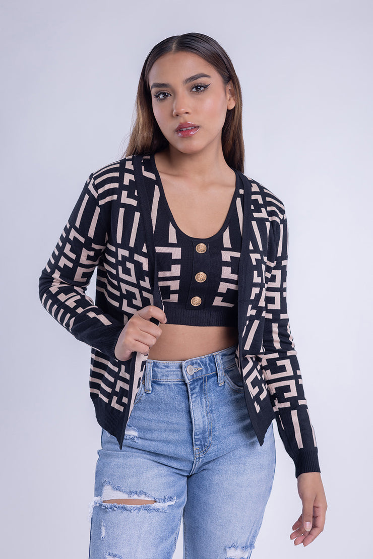 Coordinado de cárdigan con top