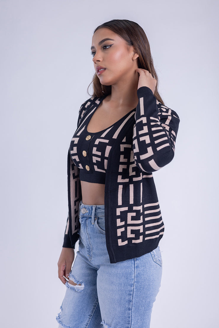 Coordinado de cárdigan con top