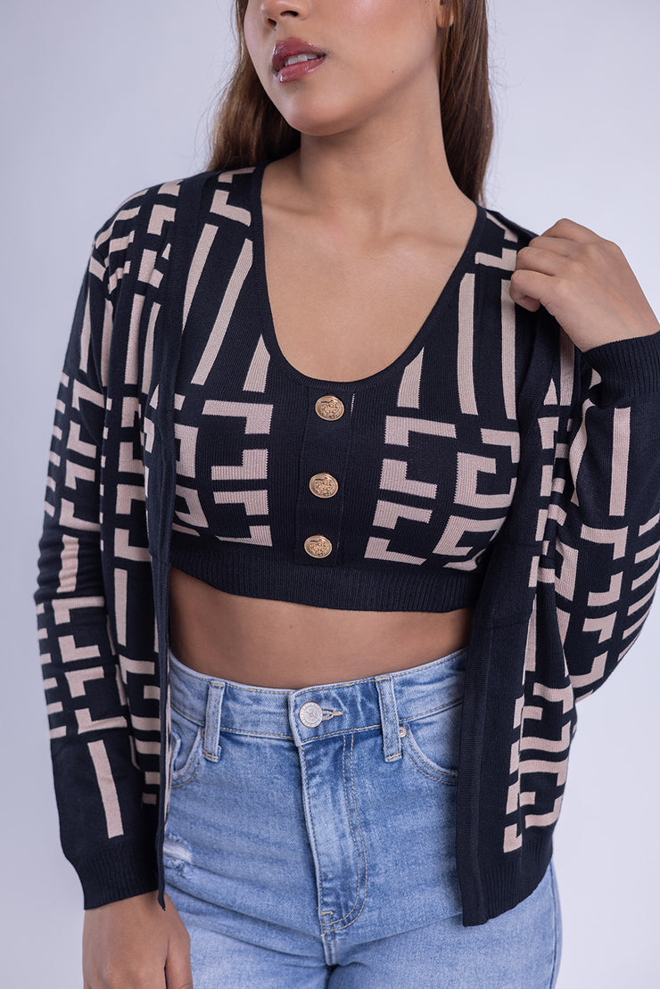 Coordinado de cárdigan con top