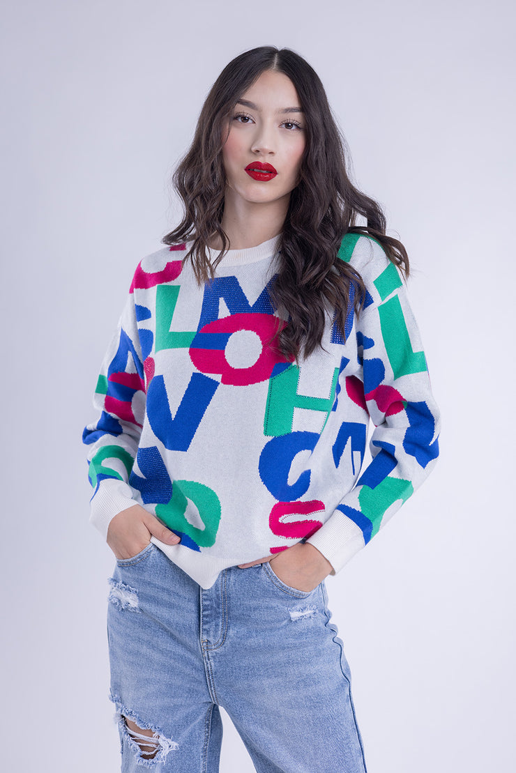Suéter estampado de lettering