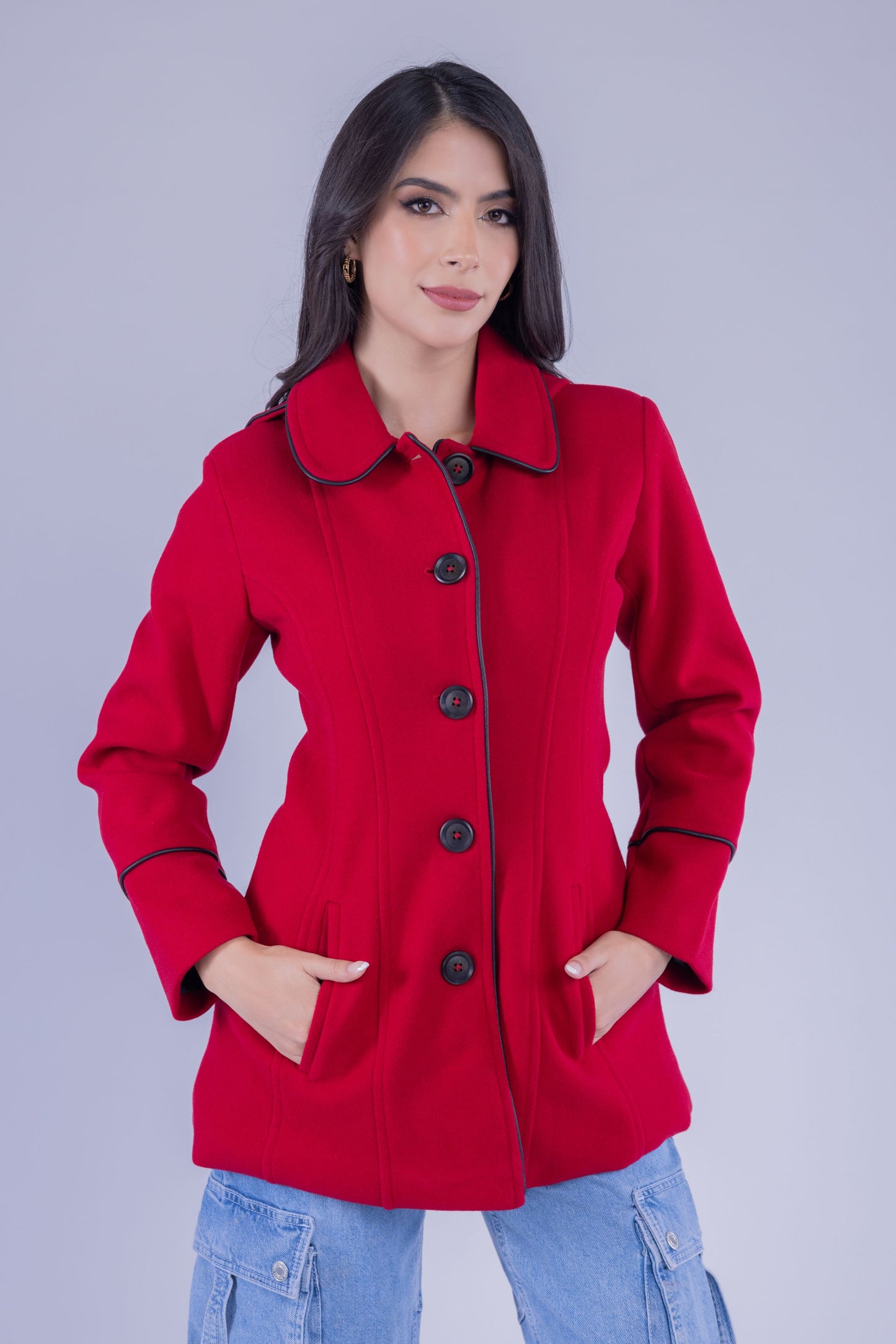 Abrigo abotonado de invierno con capucha desmontable