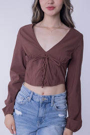 Crop top de manga larga y elásticos