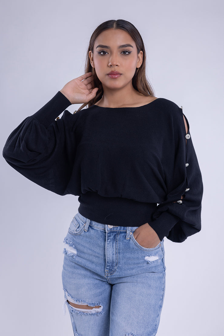 Blusa tipo suéter con manga tipo muciélago