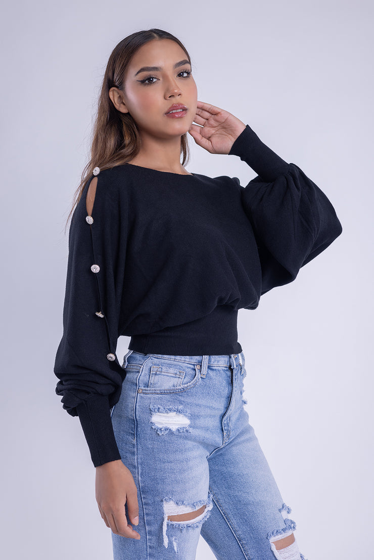 Blusa tipo suéter con manga tipo muciélago
