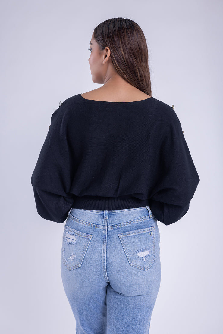 Blusa tipo suéter con manga tipo muciélago