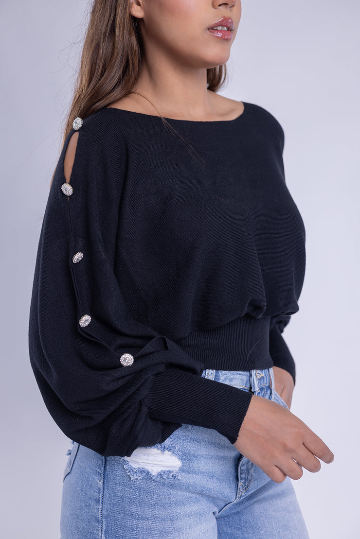 Blusa tipo suéter con manga tipo muciélago