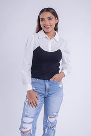 Blusa tipo camisa con top