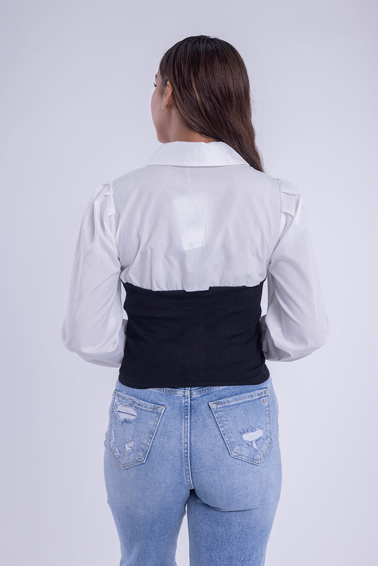 Blusa tipo camisa con top