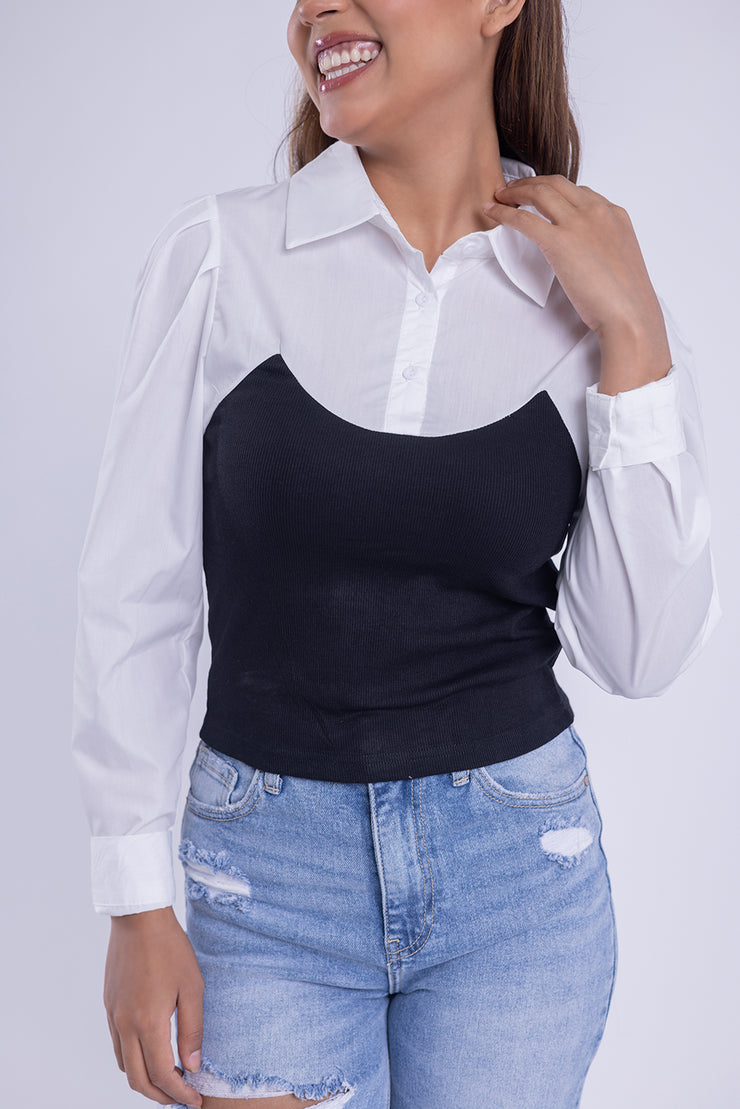 Blusa tipo camisa con top