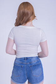 Crop top blanco acanalado