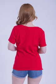Blusa roja acanalada