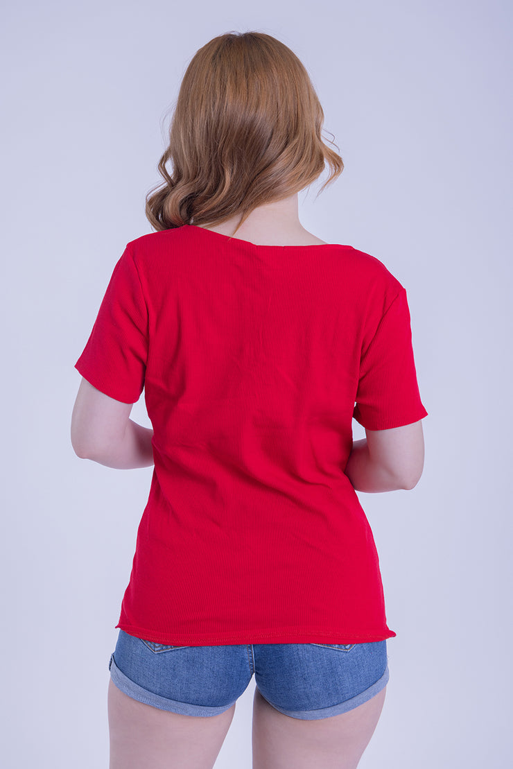 Blusa roja acanalada