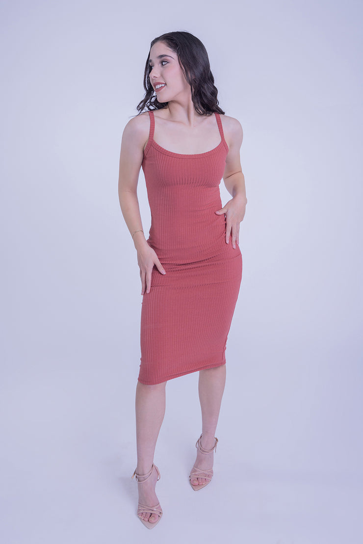 Vestido acanalado de tirantes