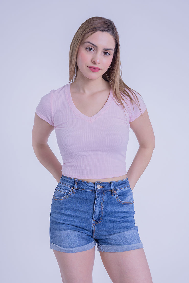 Crop top rosa basico