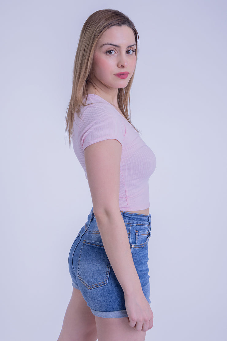 Crop top rosa basico