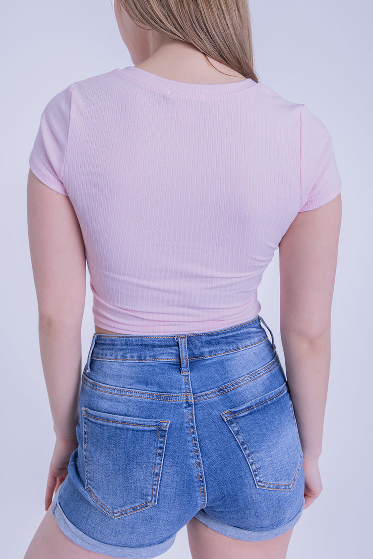 Crop top rosa basico