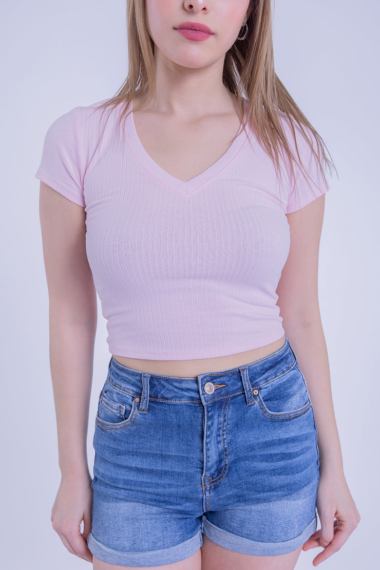 Crop top rosa basico