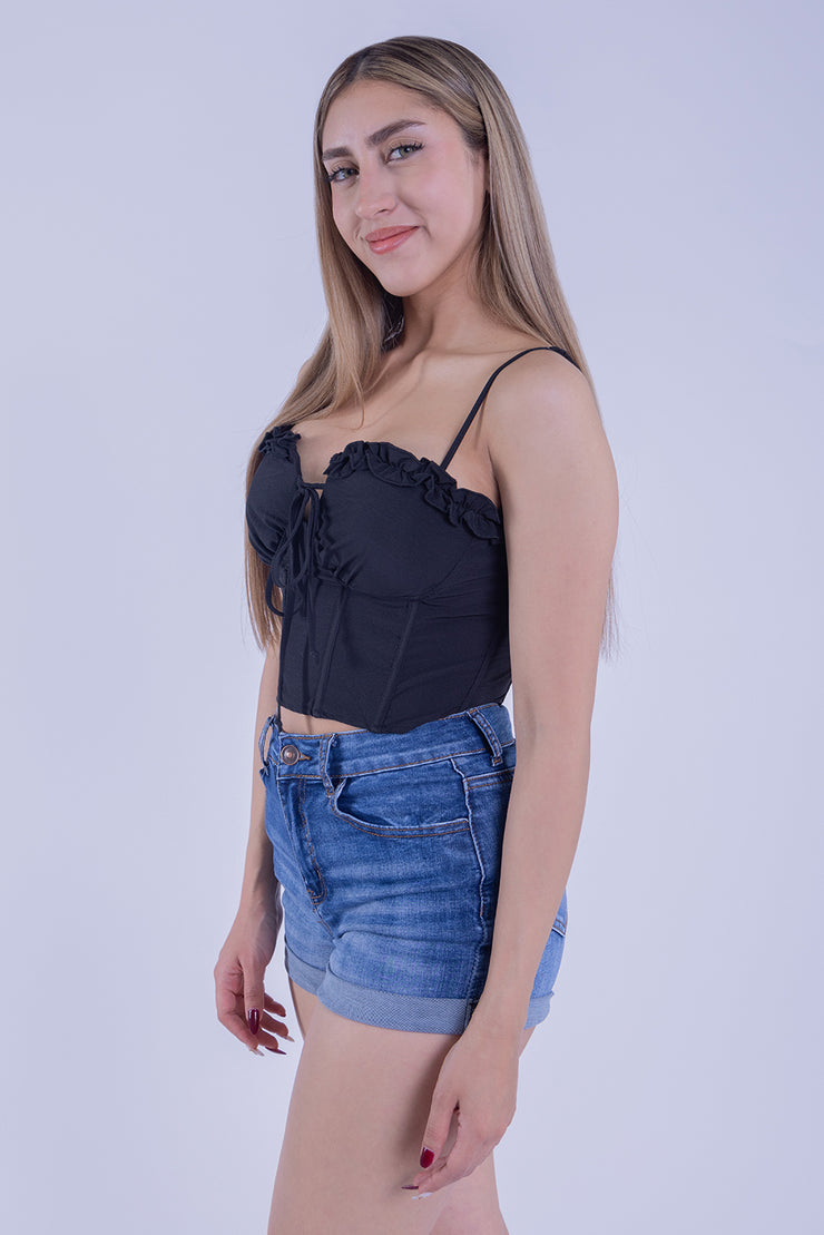 Crop top negro de tirantes