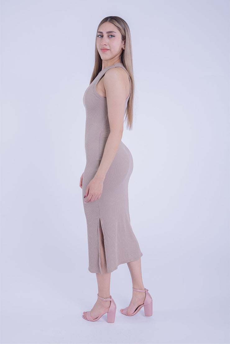 Vestido beige largo