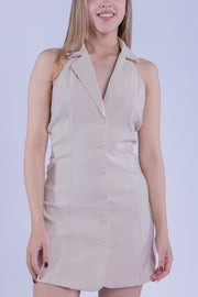 Vestido beige abotonado