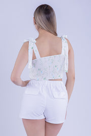 Crop top blanco con estampado