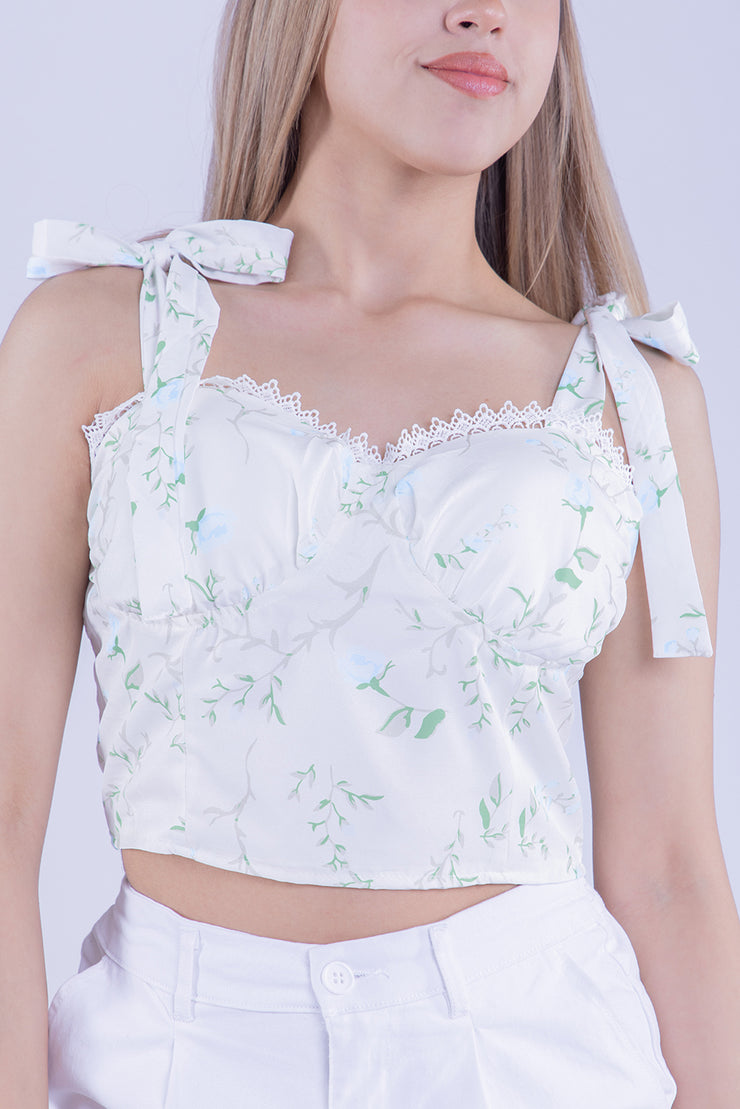 Crop top blanco con estampado