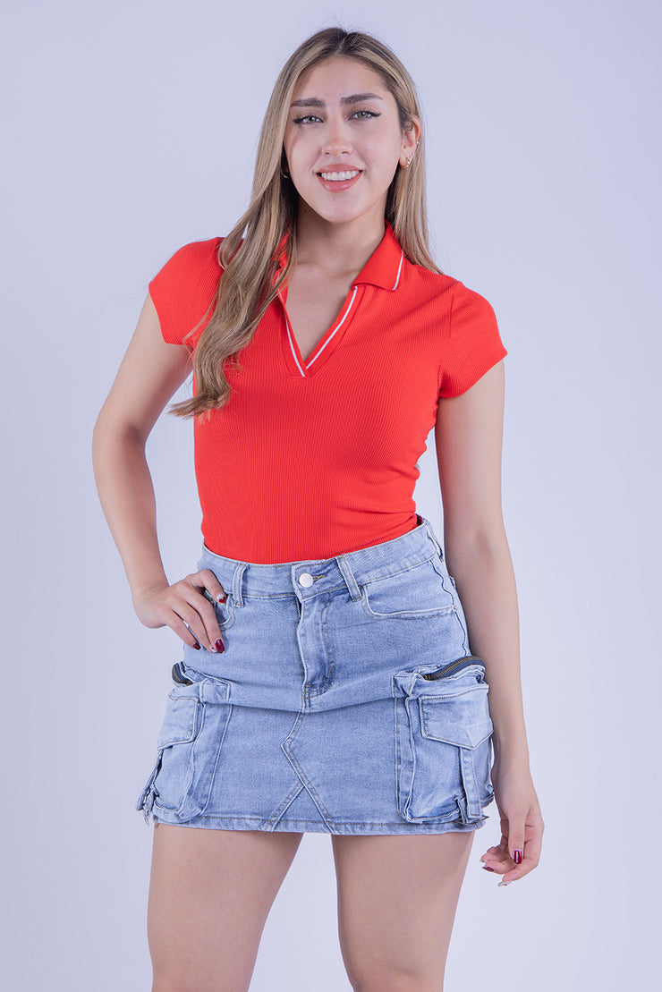 Blusa tipo polo naranja