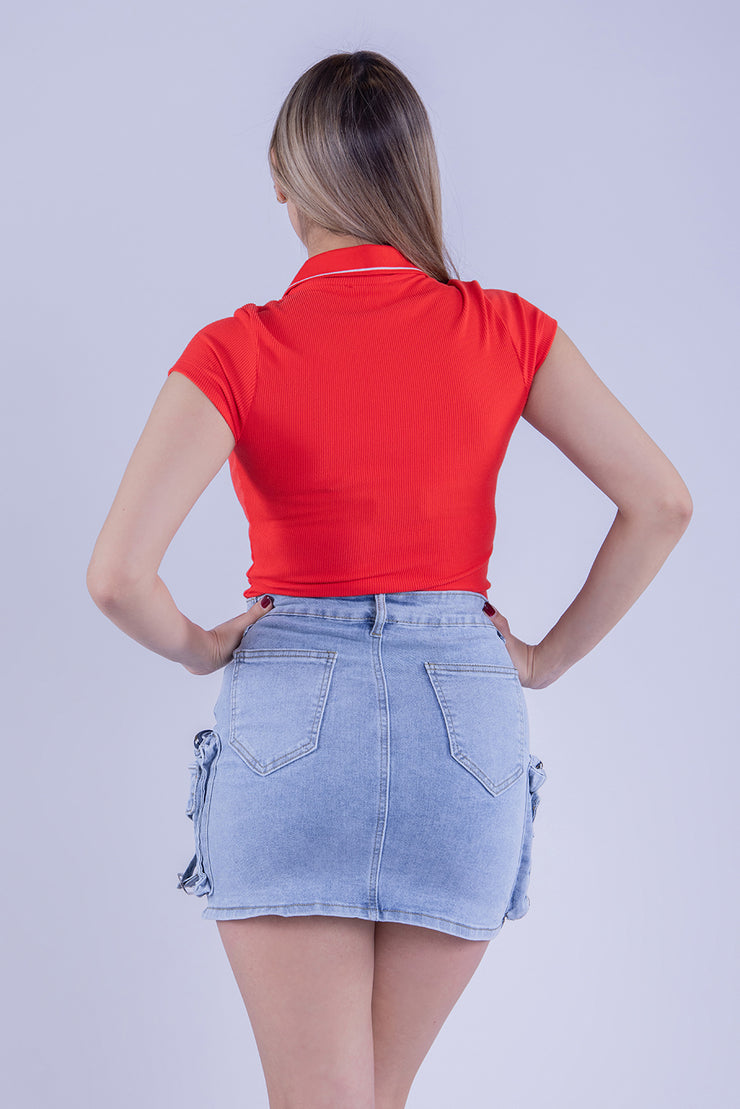 Blusa tipo polo naranja