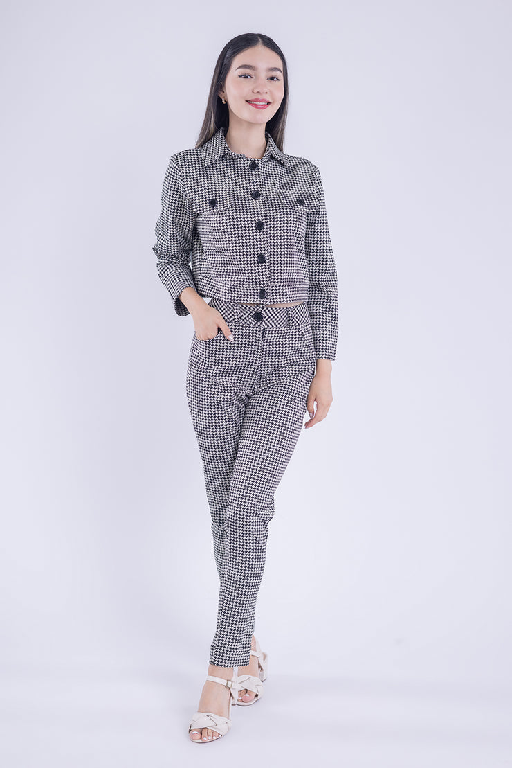Conjunto estampado cuadros de dos piezas