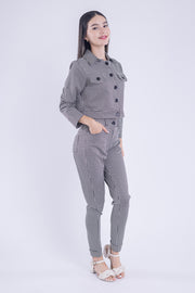 Conjunto estampado cuadros de dos piezas