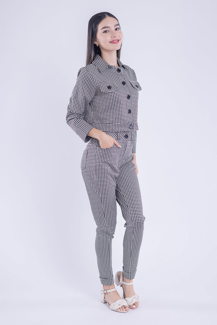 Conjunto estampado cuadros de dos piezas