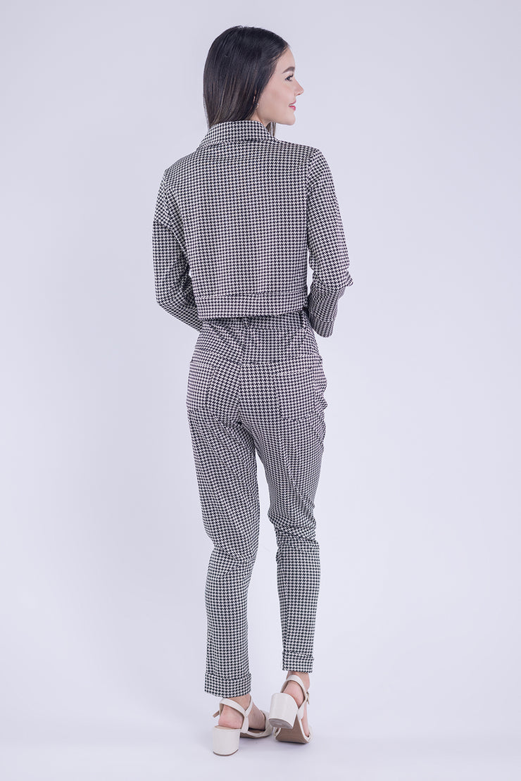 Conjunto estampado cuadros de dos piezas