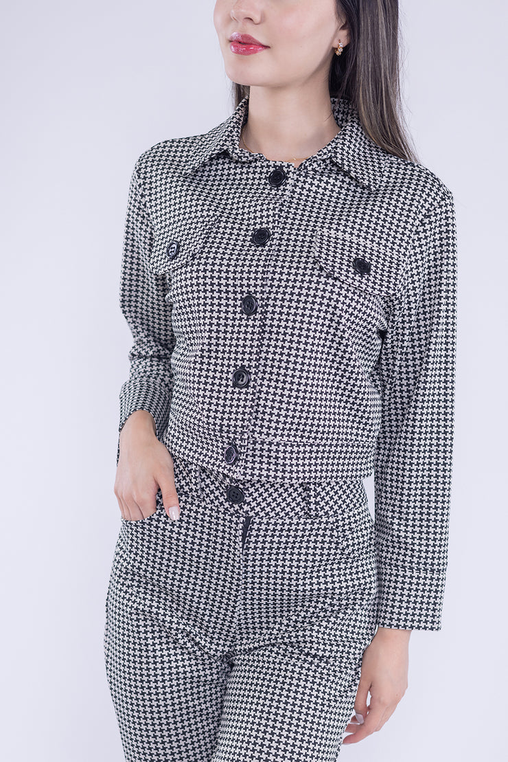 Conjunto estampado cuadros de dos piezas