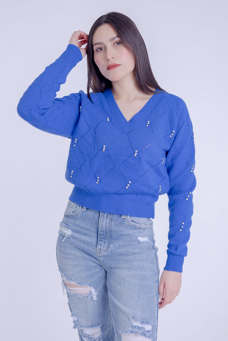 Suéter tipo blusa con cuello en V