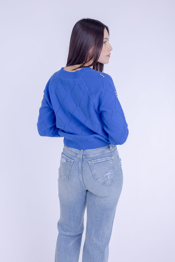 Suéter tipo blusa con cuello en V