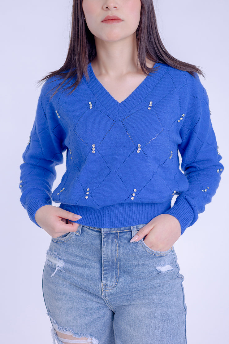 Suéter tipo blusa con cuello en V