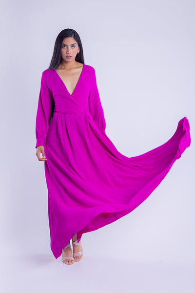 Vestido largo de manga larga
