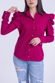 Blusa con manga semiglobo plisada