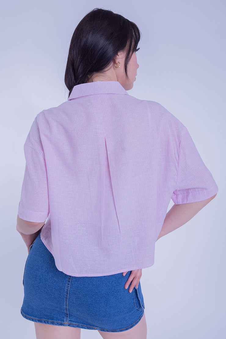 Crop top a rayas abotonado