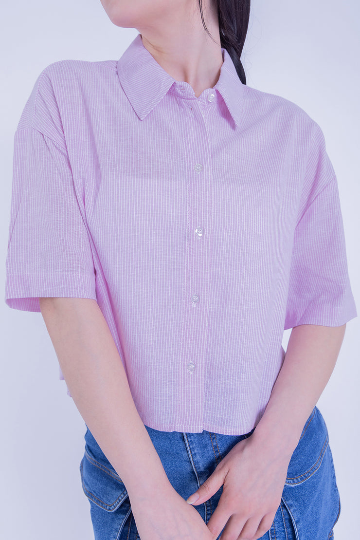 Crop top a rayas abotonado