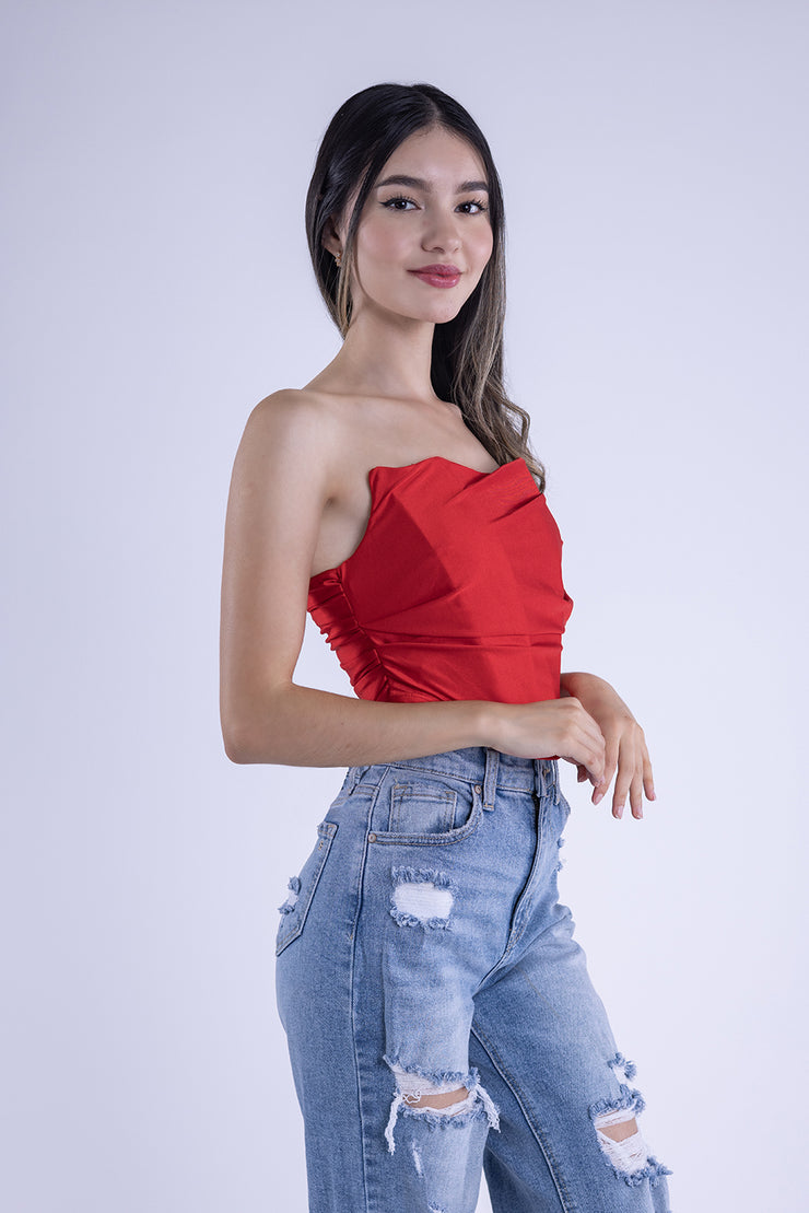 Crop top rojo strapple
