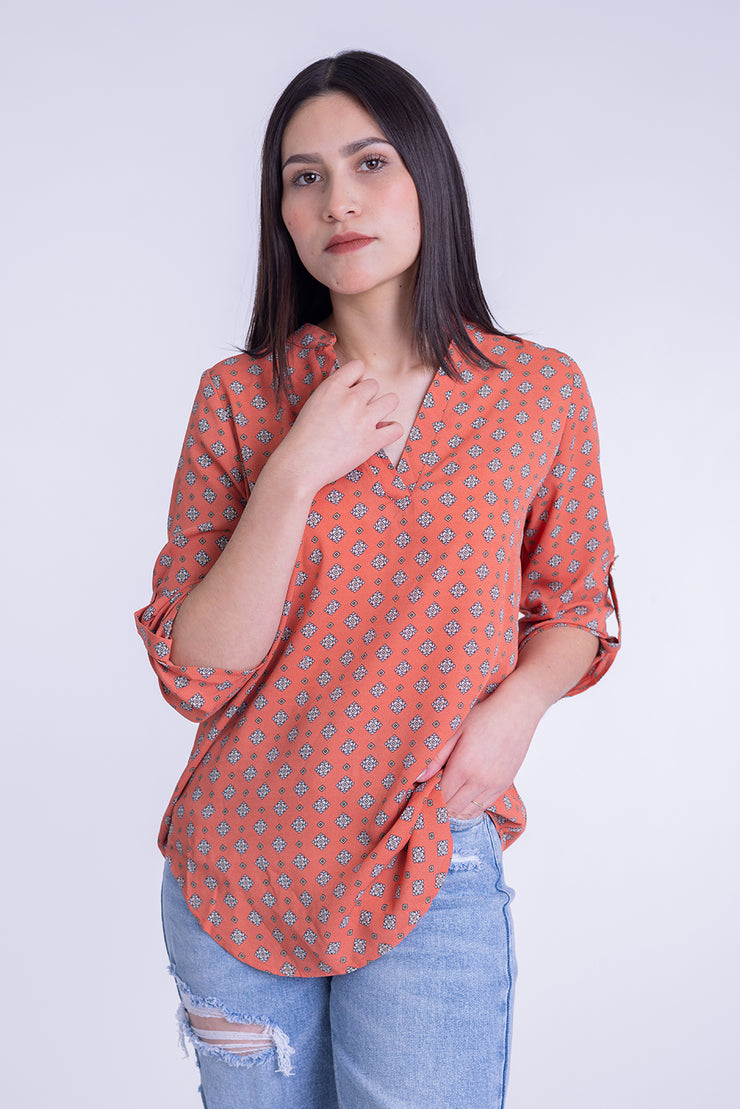 Blusa estampado barroco, con manga reversible
