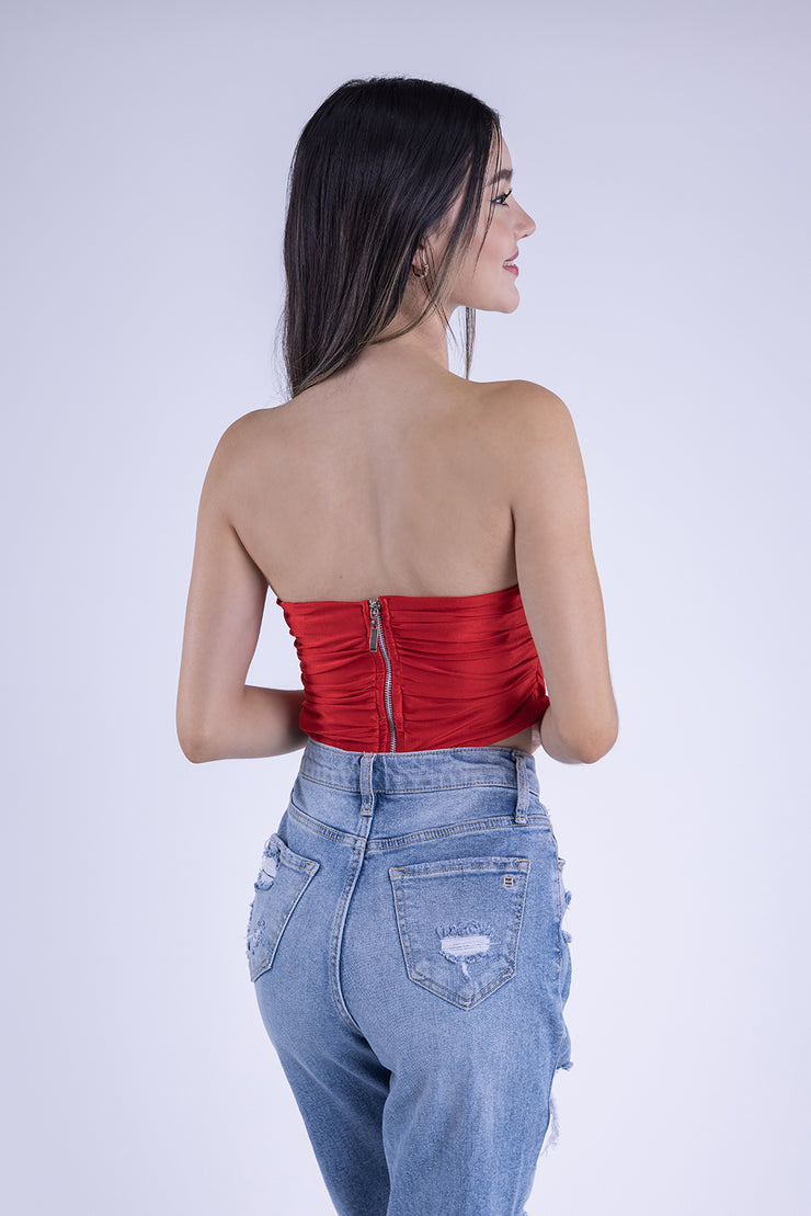 Crop top rojo strapple
