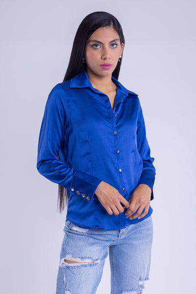 Blusa de vestir tipo satinada