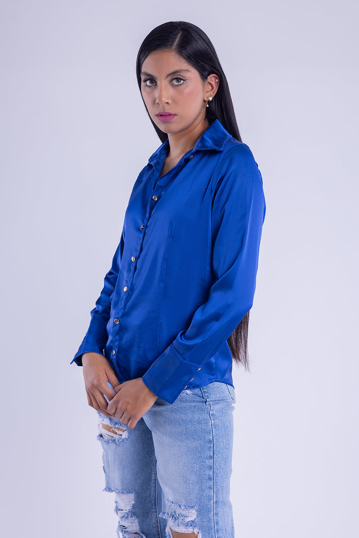 Blusa de vestir tipo satinada
